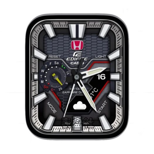 CASIO卡西欧红标本田logo复杂功能表盘