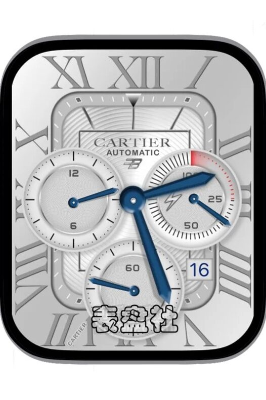 CARTIER卡地亚白色银面蓝色指针表盘表盘