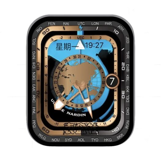 铜蓝色地图地表日期年历指针表盘