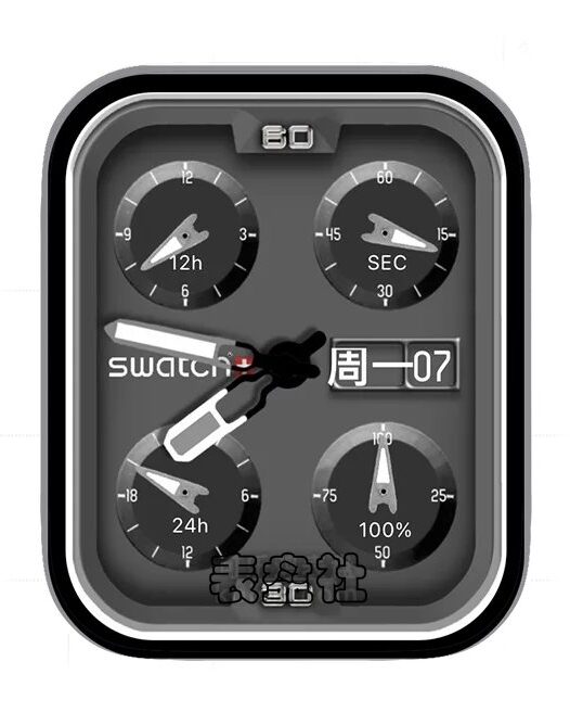 swatch+斯沃琪炭黑色四盘式日期表盘