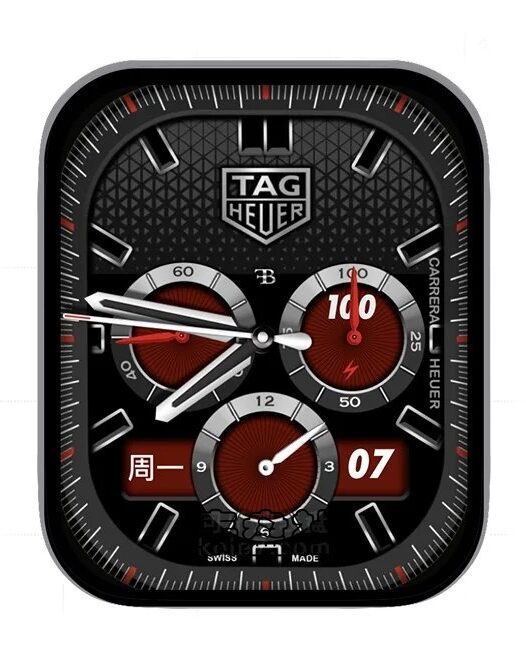 TAGHEUER泰格豪雅炭黑红三盘式日期年历指针UItra专用表盘