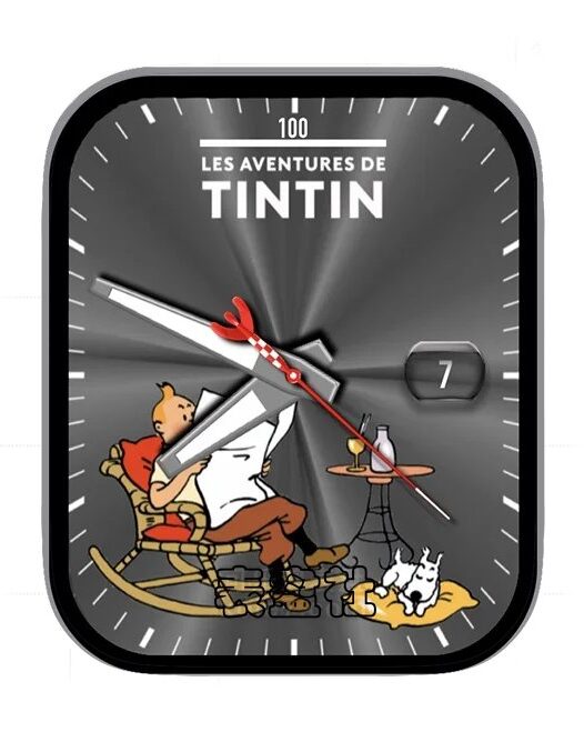TINTIN丁丁历险记丁丁生活日常炭黑色拉丝年历指针表盘