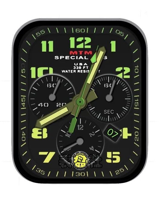 MTM美国军用炭黑绿三盘式数字年历指针UItra专用表盘