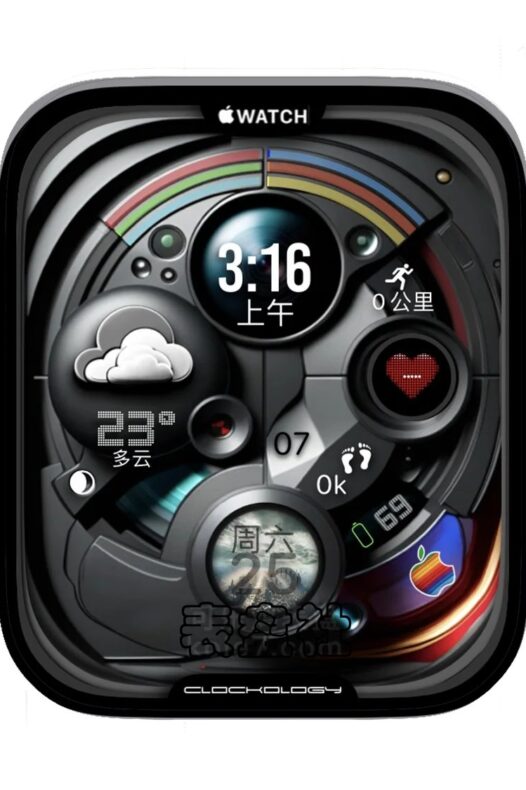 Apple苹果logo炫酷多功能显示表盘