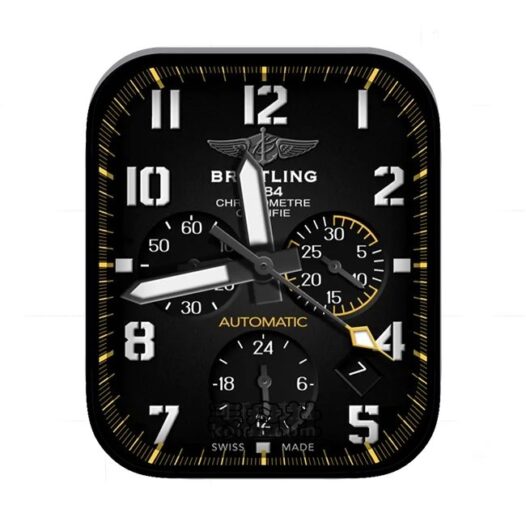 Breitling百年灵黑黄色数字三盘式年历指针表盘