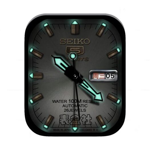 SEIKO精工炭灰色拉丝荧光绿年历指针UItra专用表盘