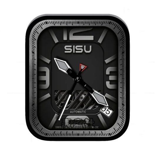 SISU炭黑色数字齿轮机械年历指针表盘