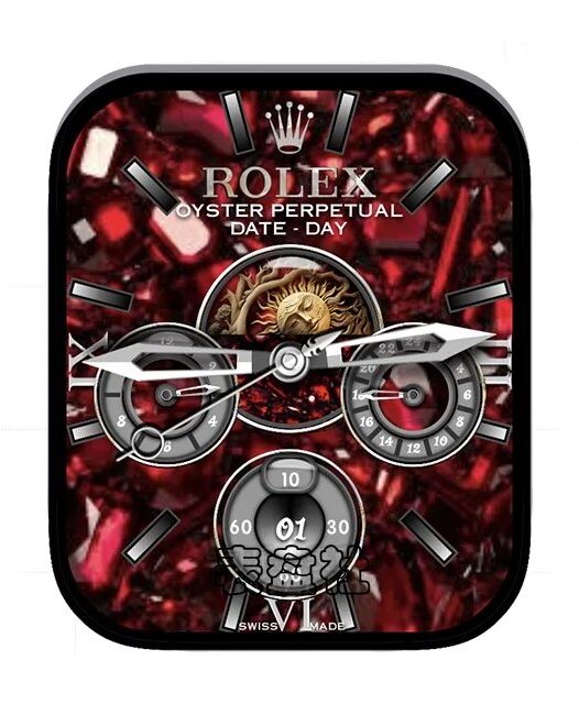ROLEX劳力士宝石红三盘式月相年历指针表盘