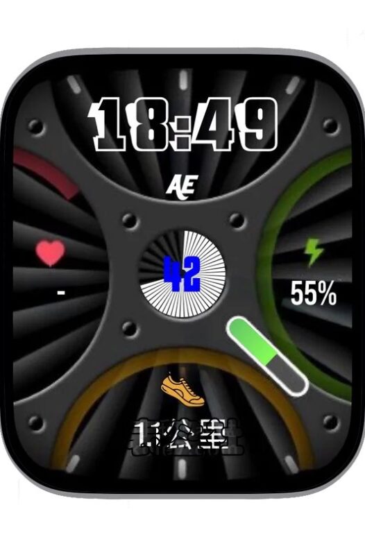 涡轮扇形黑色多个能运动表盘