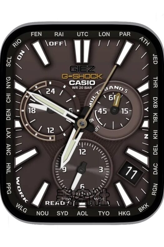 CASIO卡西欧G SHOCK棕色三盘日历表盘