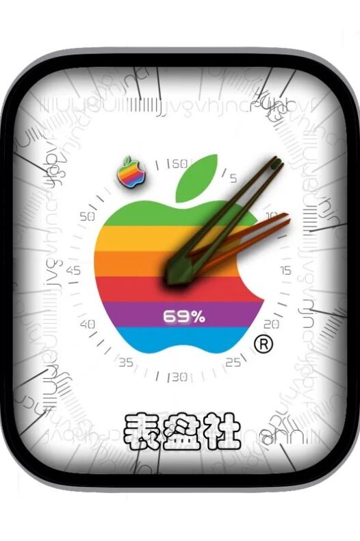 apple彩色标志logo旋转描线表盘