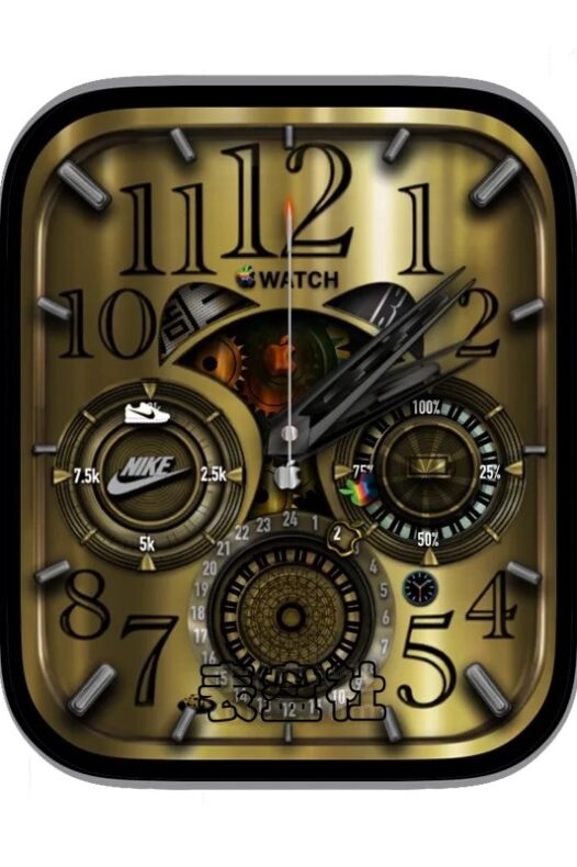 iwatch鎏金数字时间三盘机械复杂表盘