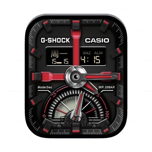 CASIO卡西欧炭黑红单盘式日期时间表盘
